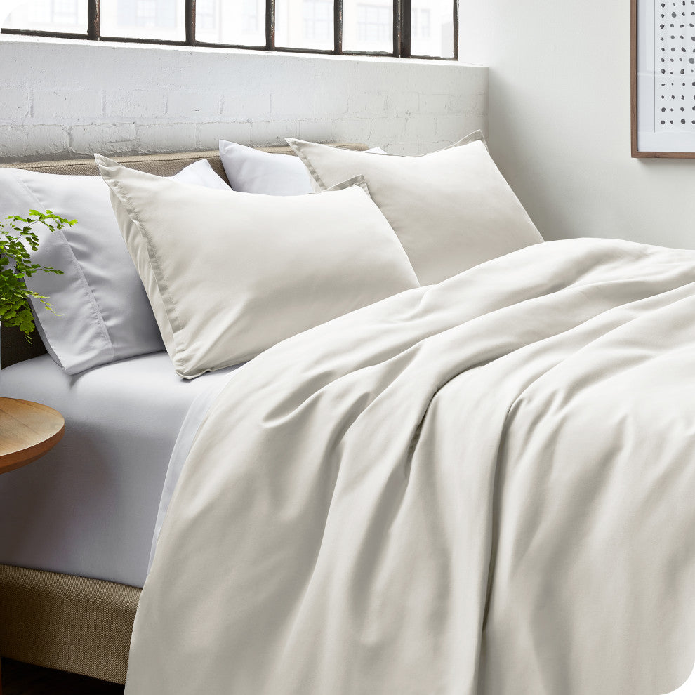 Bare Home Microfiber Duvet Cover & Sham Set, Warm White, King