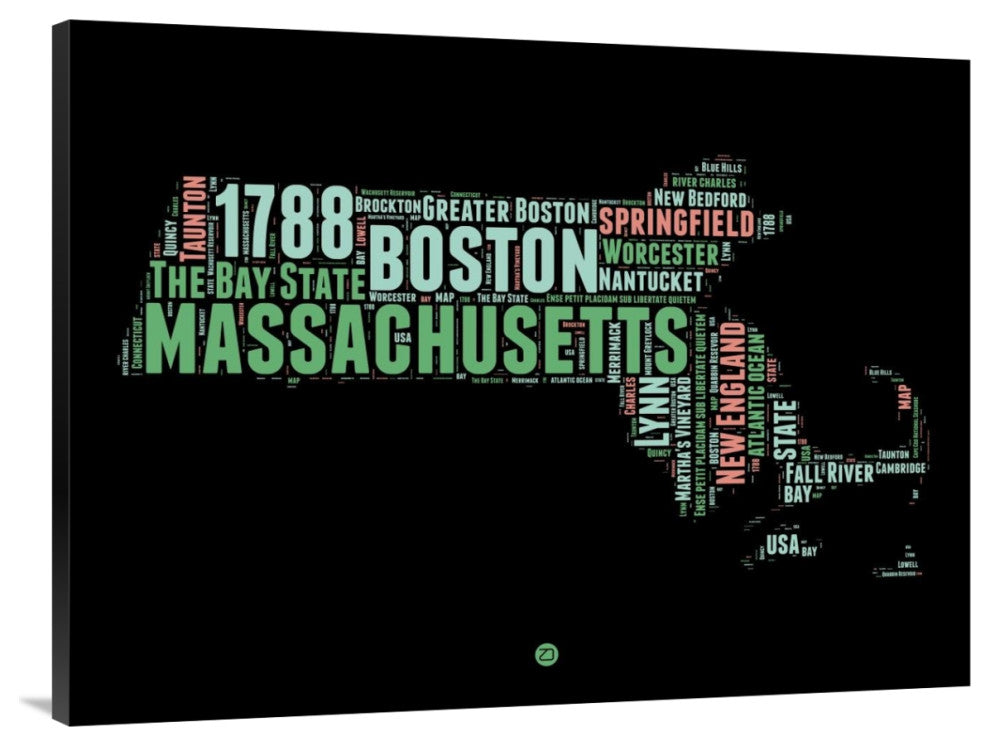 "Massachusetts Word Cloud 1" Fine Art Print