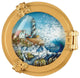 3.5" Polystone Porthole With Lighthouse Oil Painting