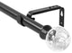 1" Diameter Crackle Glass Single Drapery Curtain Rod, Black, 84"-120"