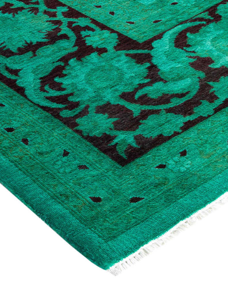 Fine Vibrance, One-of-a-Kind Hand-Knotted Area Rug Green, 9' 3" x 12' 3"