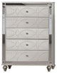 Benzara BM252517 Chest With 5 Drawers and Circular Decorative Pattern, Silver