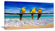 "Blue and Gold Macaws at Beach" Seashore Canvas Photo Print, 32"x16"