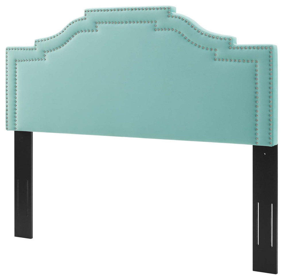 Headboard, King Size, Velvet, Blue, Modern Contemporary, Bedroom Master Suite