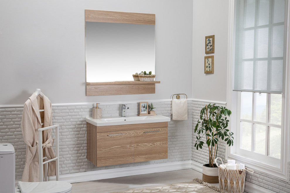 Elio Collection Fawn Bathroom Vanity With Sink, Mirror, Countertop, 40