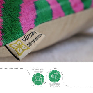Canvello Decorative Green Pink Pillows For Couch With Down Insert 18"x18"