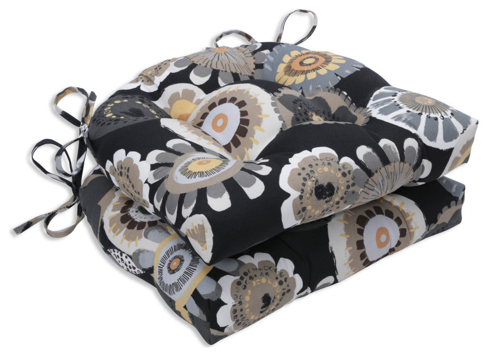 Crosby Ebony Outdoor Deluxe Tufted Chairpad Set of 2