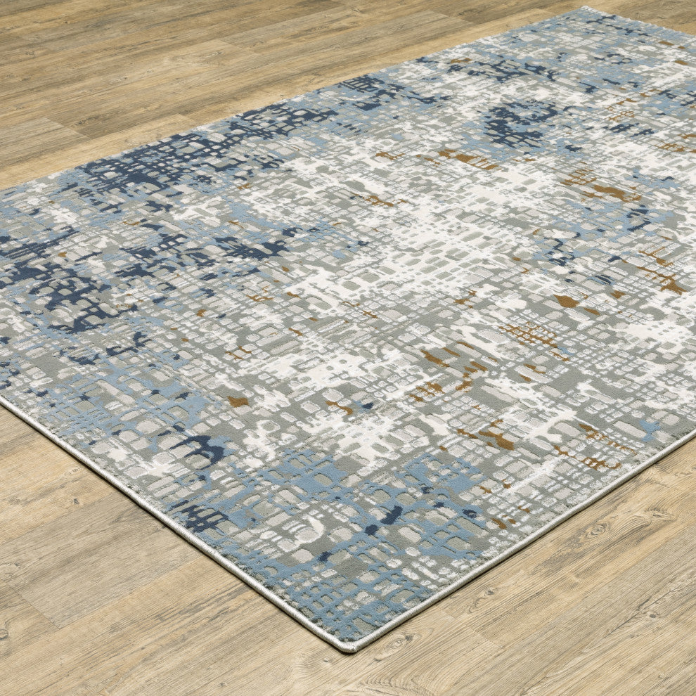 Emery Distressed Blue/Ivory Indoor Area Rug, 7'10" x 10'10"