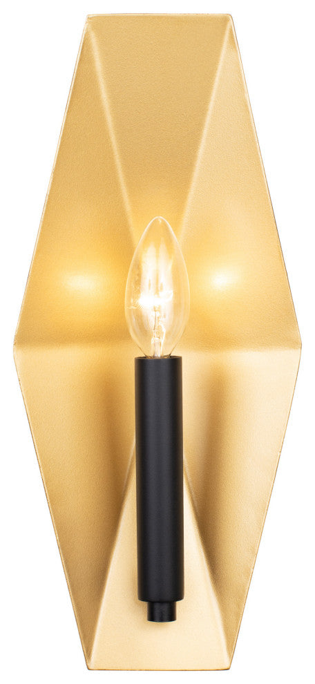 .-     Malone 1-Lt Sconce - Matte Black/French Gold