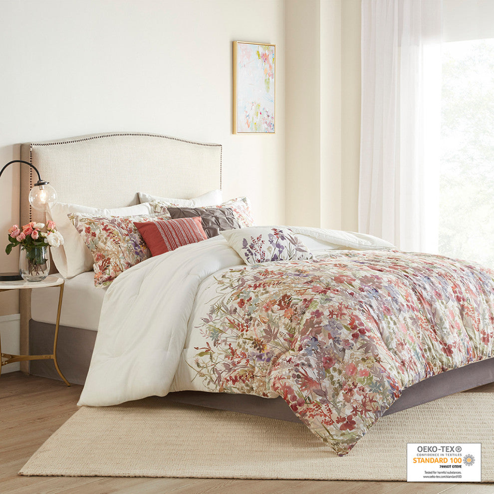 Madison Park Mariana 7 Piece Cotton Printed Comforter Set in Multi