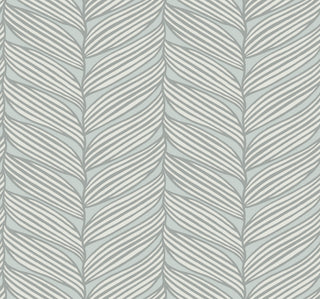 Spa & Silver Luminous Leaves Wallpaper