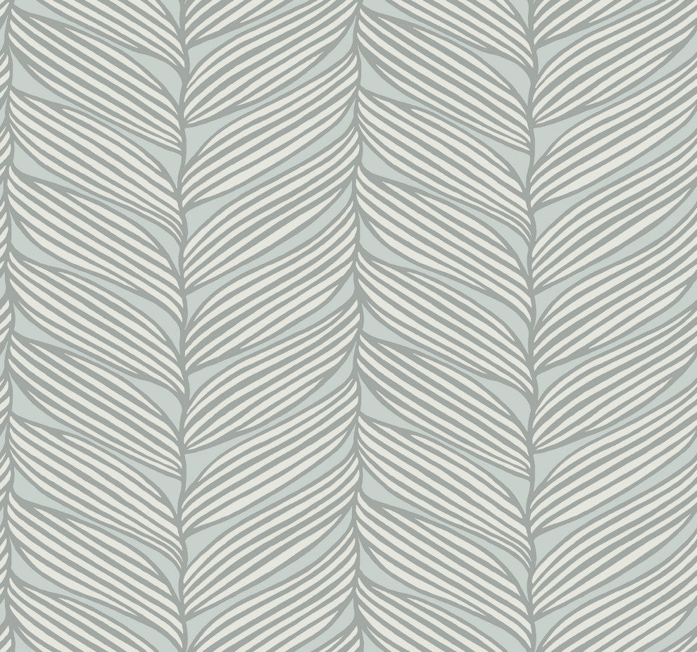 Spa & Silver Luminous Leaves Wallpaper