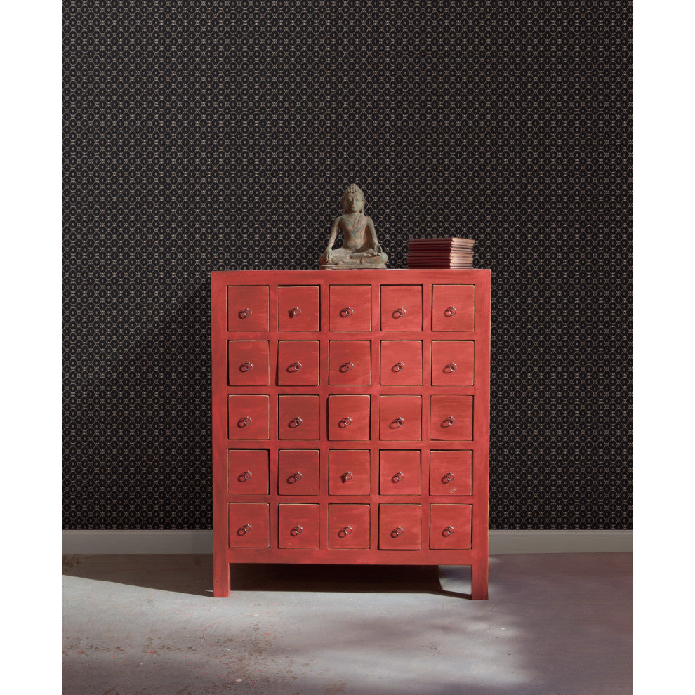 Fretwork Wallpaper, Black