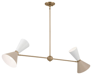Phix 4 Light Chandelier Linear, Single, Champagne Bronze and Greige