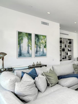 "Through the Haze" Framed Painting Diptych, 48"x36"