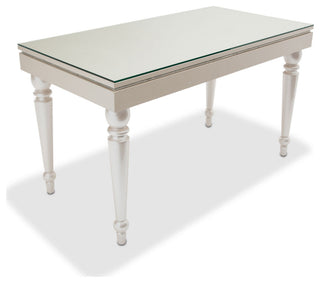 Glimmering Heights Writing Desk with Glass Top - Ivory