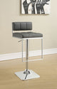 Adjustable Modern Low Back Bar Stool With Chrome Base, Gray