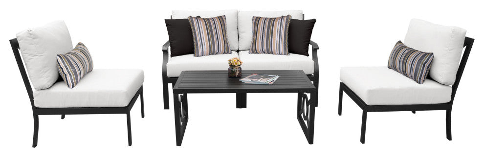 kathy ireland Madison Ave. 5 Piece Aluminum Patio Furniture Set 05d, Alabaster