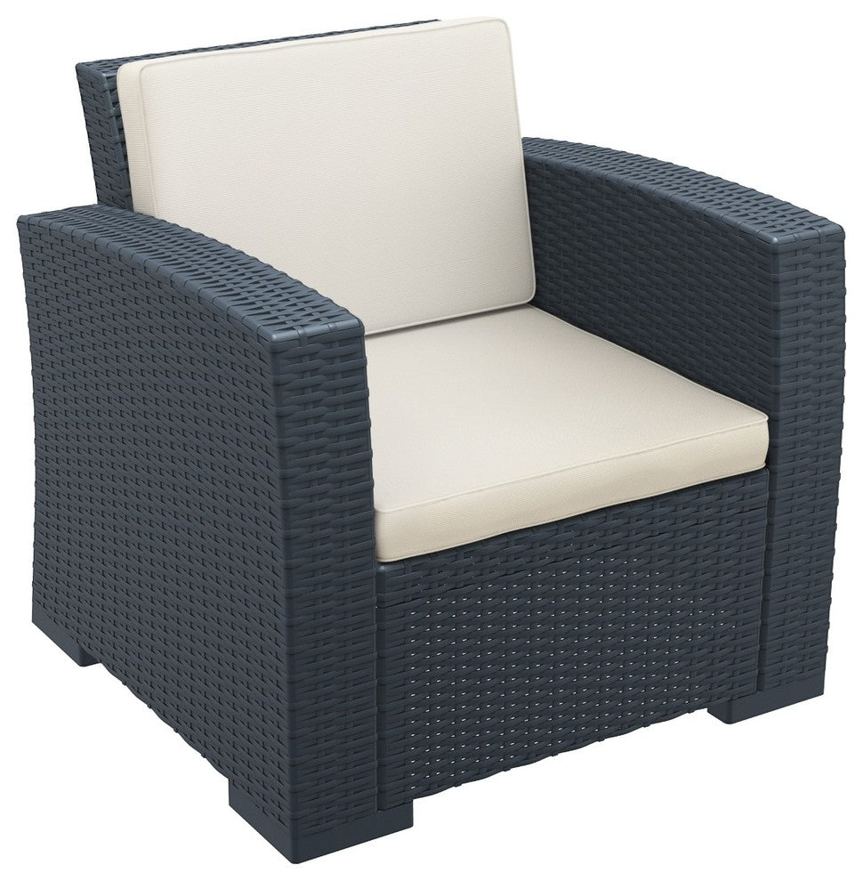 Monaco Resin Patio Seating Set With Cushion, 4 Person, Dark Gray