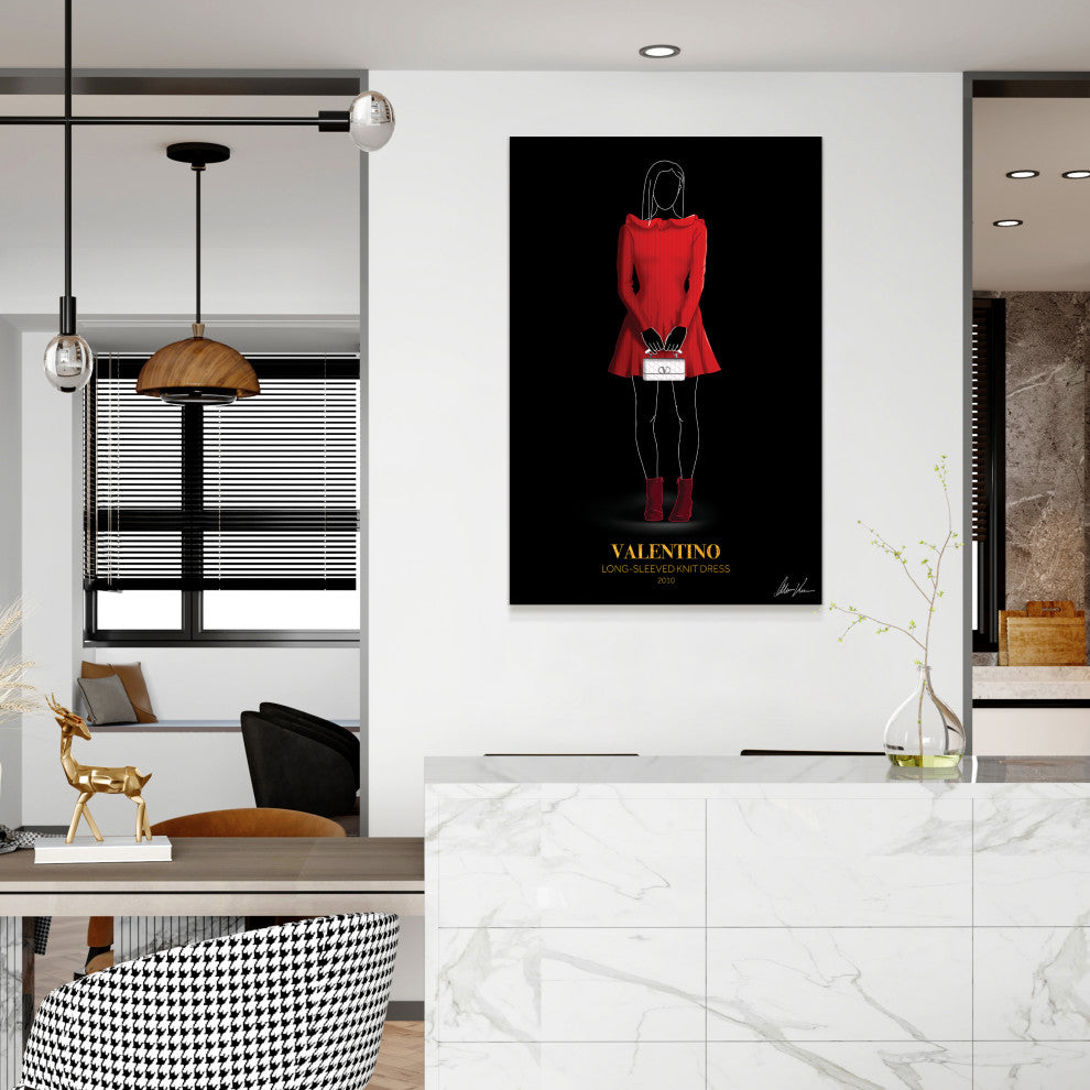 "V Fashion red look" Frameless Free Floating Printed Tempered Glass Wall Art