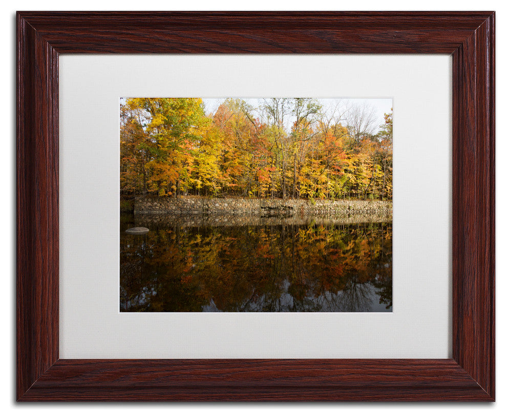 ''Autumn Along the Rocky River'' Matted Framed Canvas Art by Kurt Shaffer