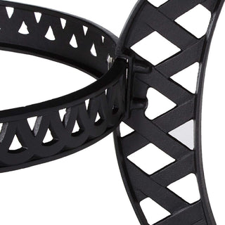 Outdoor Hexagonal Dining Table, Cast Aluminum Frame with Mesh Top, Matte Black