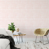 Organic Gingham Blush Wallpaper, Sample 12"x8"
