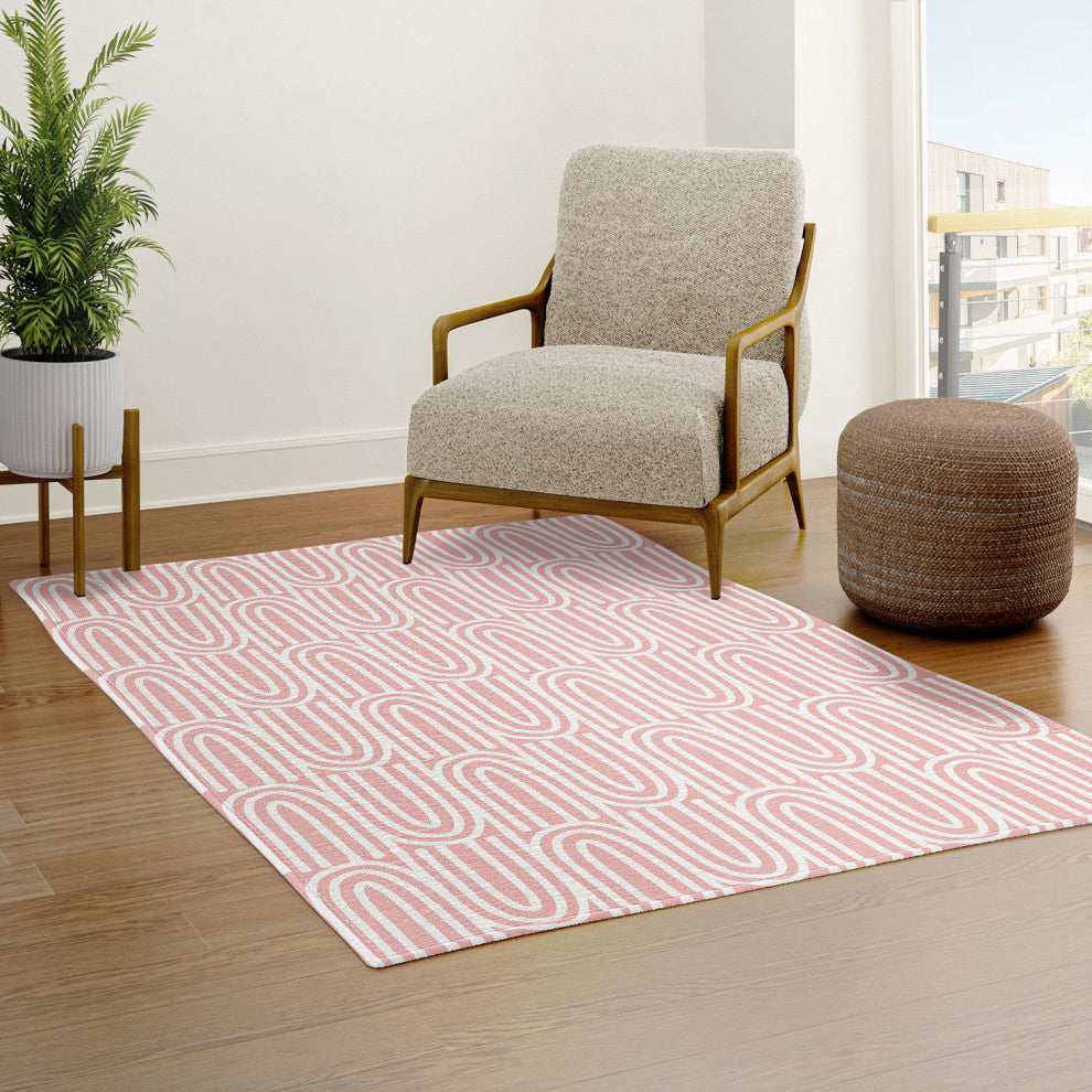 Mirimo White Bows on Pink Area Rug