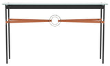 Equus Console Table, Black Finish - Sterling Accents - Chestnut Leather Strap