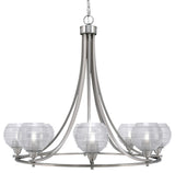 Paramount 8-Light Chandelier, Brushed Nickel, 6" Clear Ribbed Glass