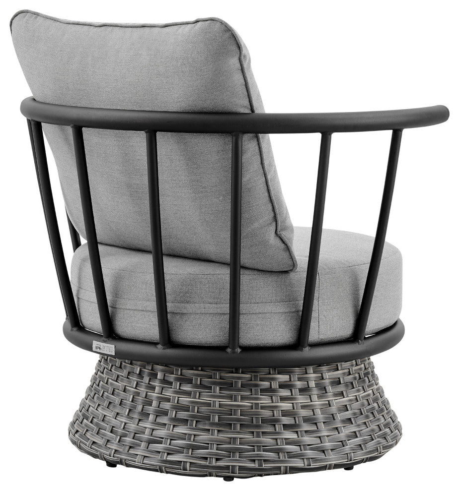 Monk 4-Piece Patio Furniture Set, Aluminum And Gray Wicker With Cushions