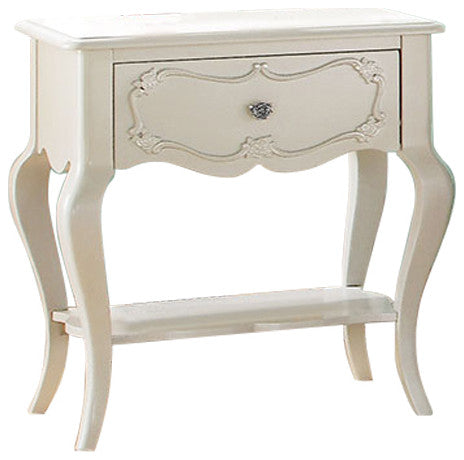24" X 17" X 26" Pearl White Pine Wood Nightstand