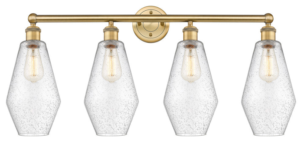 Cindyrella 4-Light 34" Bath Vanity Light, Brushed Brass, Seedy Shade