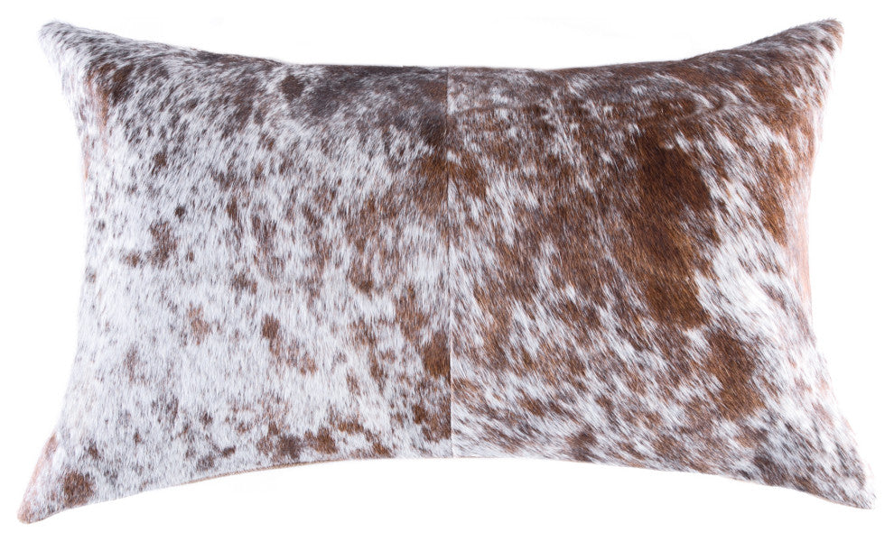 Natural Torino Cowhide Pillow 12"x20", Salt and Pepper Brown