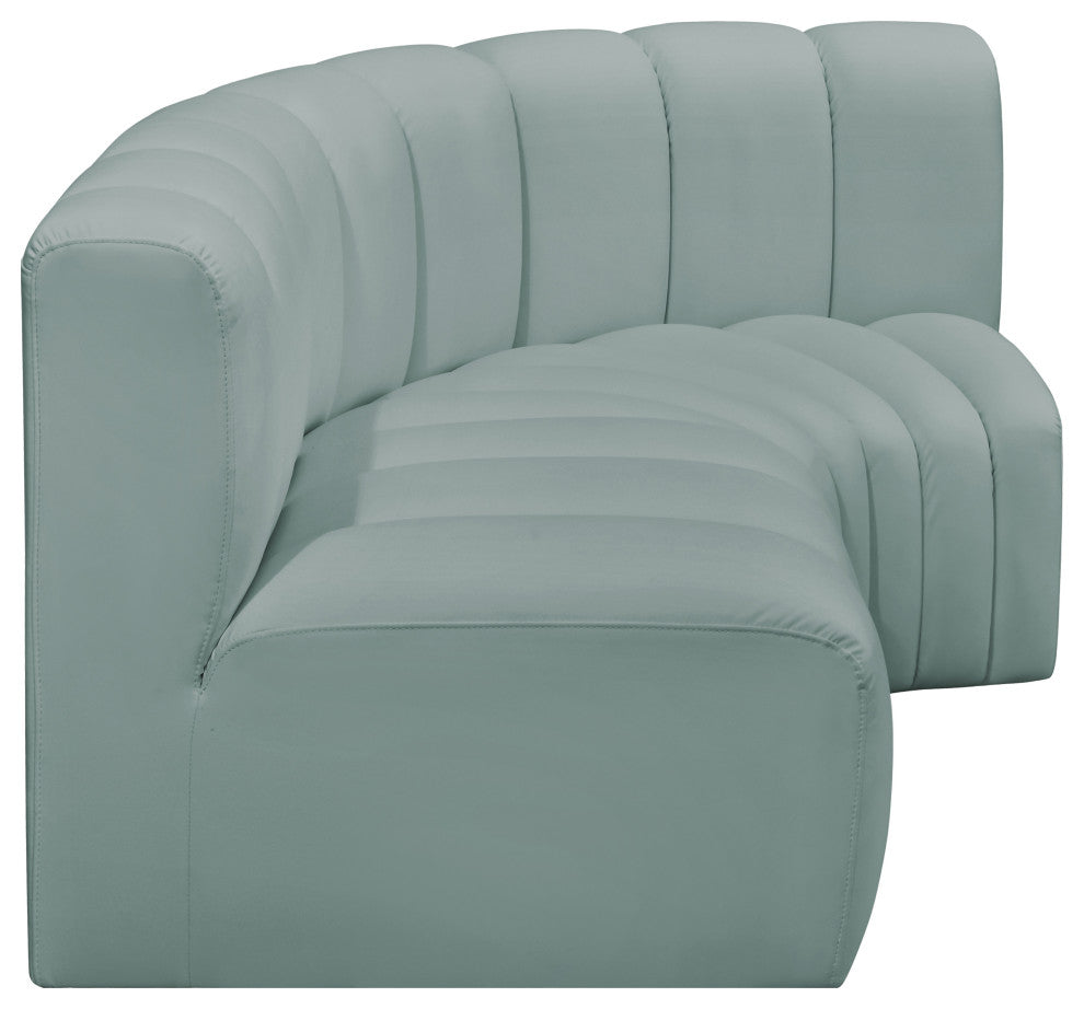 Arc Vegan Leather Upholstered 3-Pc. L-Shaped Modular Sectional, Green