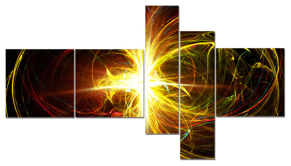 Fractal Hoops, Abstract Canvas art print, 60"x32", 5 panels