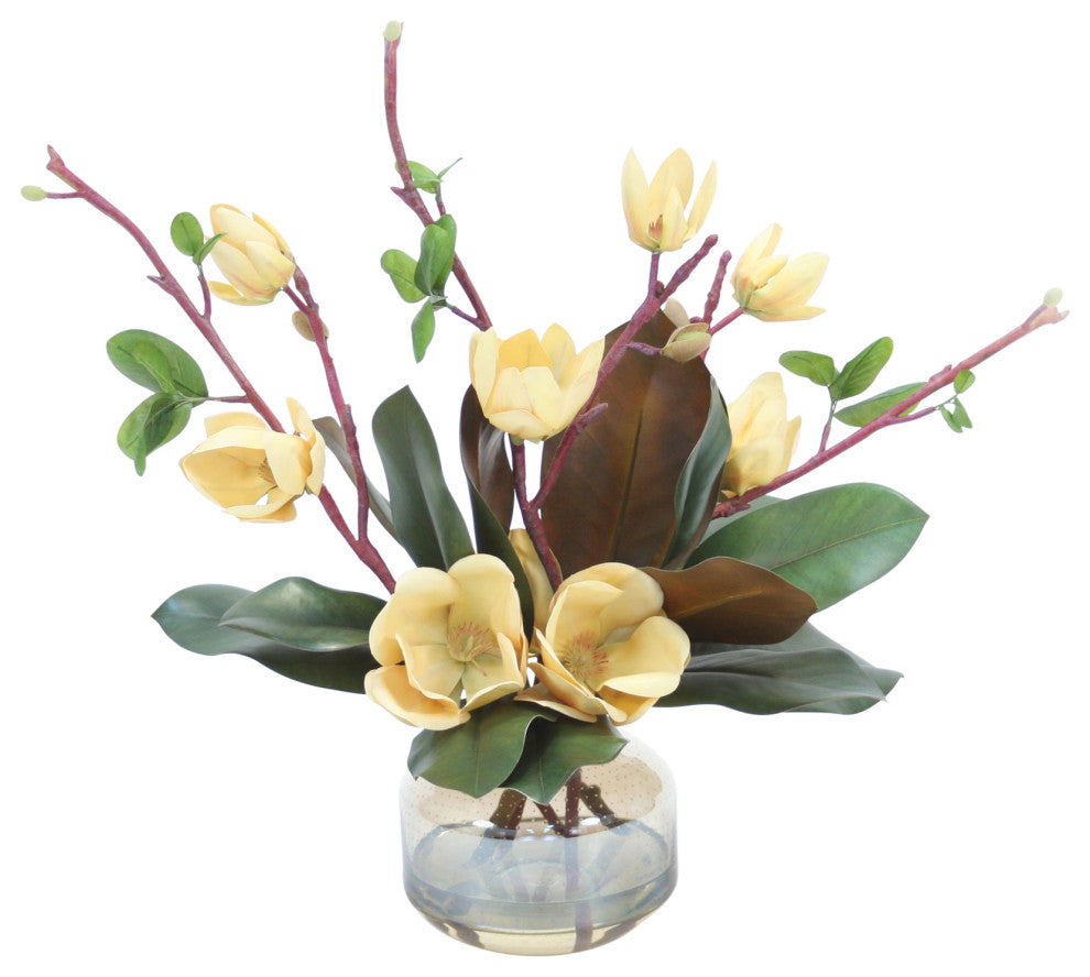 Saucer Magnolia in Smoke Amber Glass