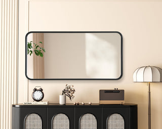 Home Living Contour Metal Rectangle Mirror 18x36, Black