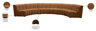 Infinity Channel Tufted Velvet Modular Chair, Saddle, 6 Piece