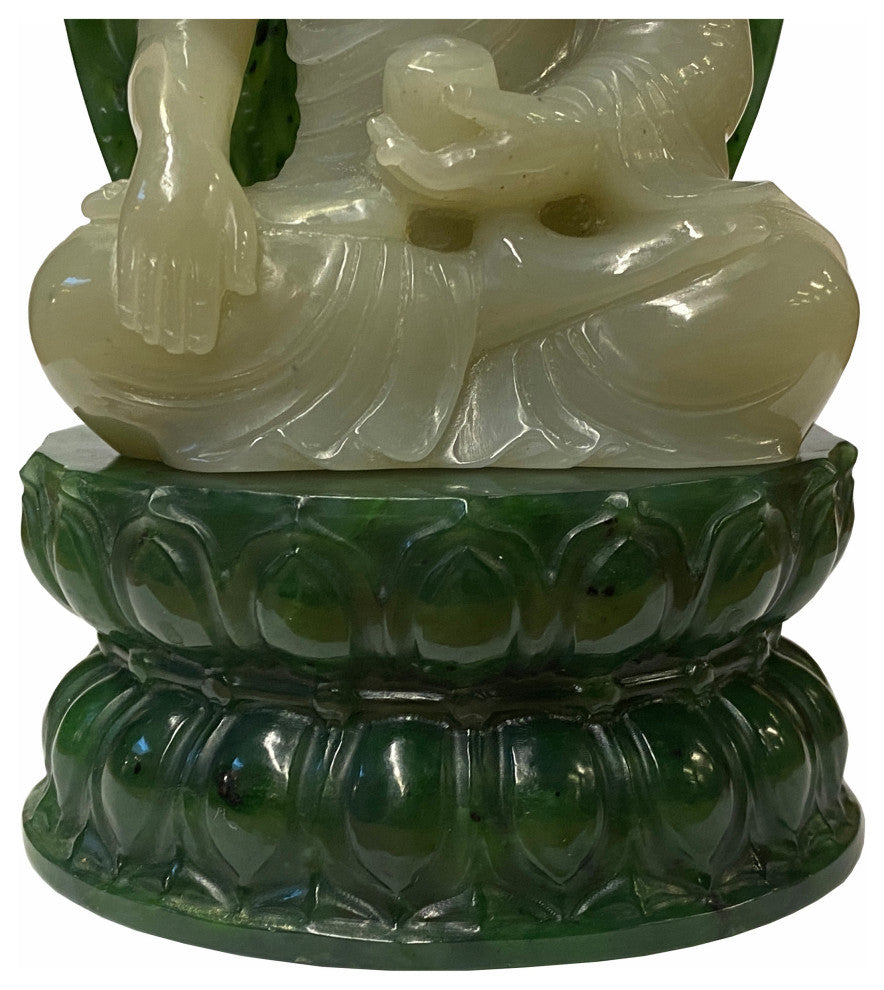 Chinese Jade Stone Sitting Buddha Gautama Amitabha Shakyamuni Statue Hws1810