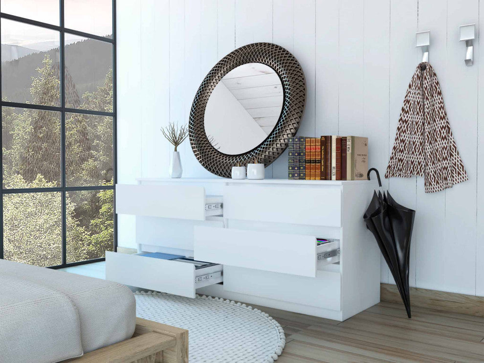 FM FURNITURE Seul Modern Minimal Six Drawer Double Dresser with Superior Top