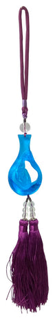Liuli Crystal Glass Fengshui Fortune Blue Lotus Hand Bottle Decor Tassel Hws1360