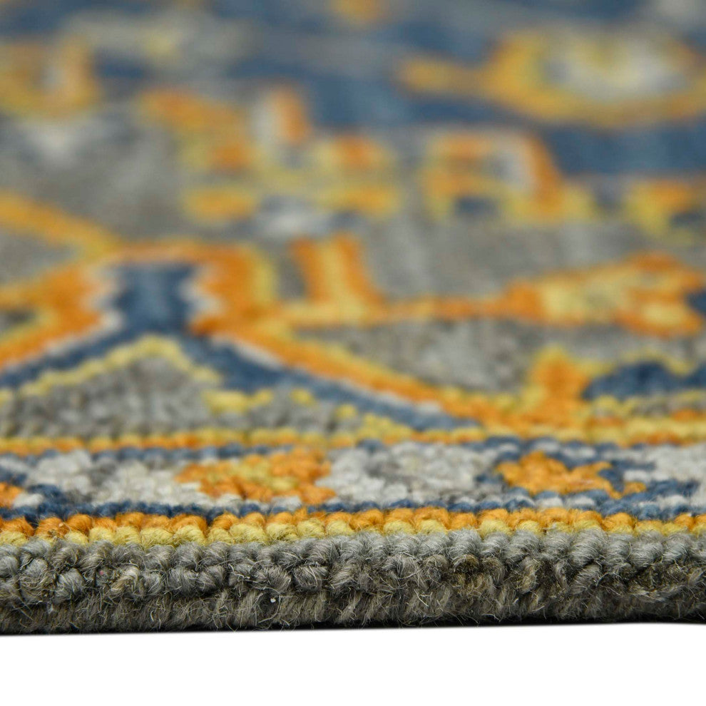 Boho Evreux Area Rug, Blue and Yellow, 2' x 3', Medallion