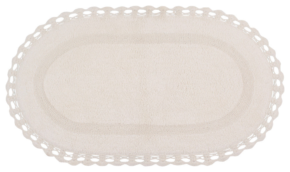 Hampton Crochet Reversible Bath Rug Set, 24x40 Rectangle, Ivory