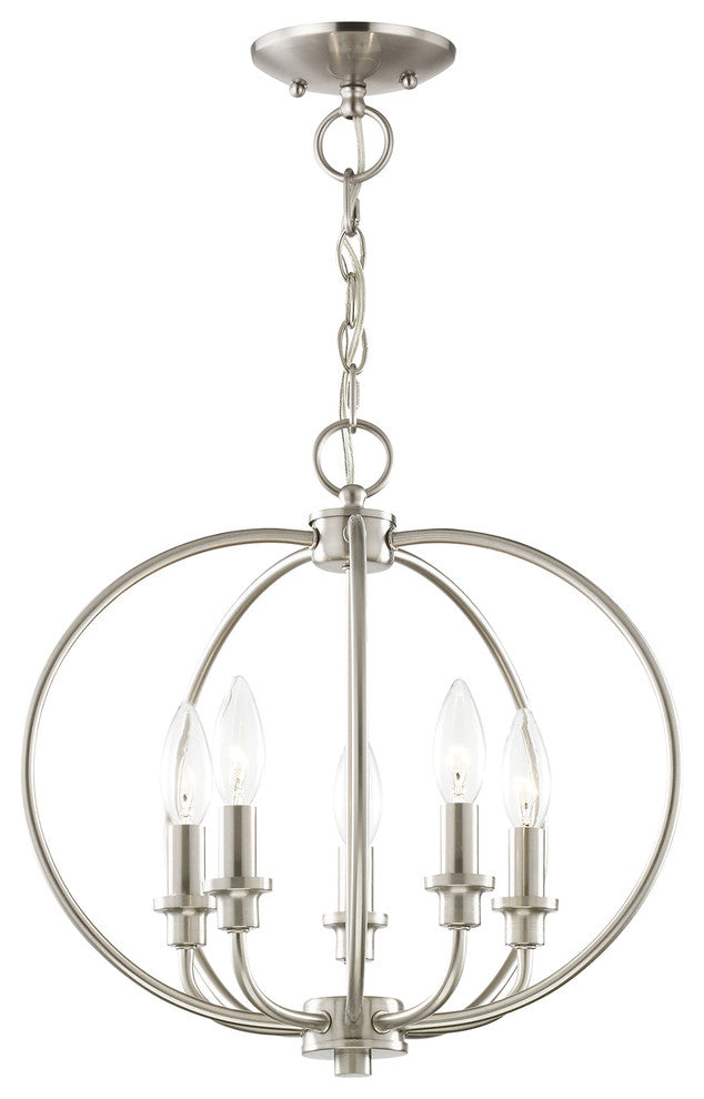 Milania Convertible Chain-Hang and Ceiling Mount, Antique Brass, Brushed Nickel