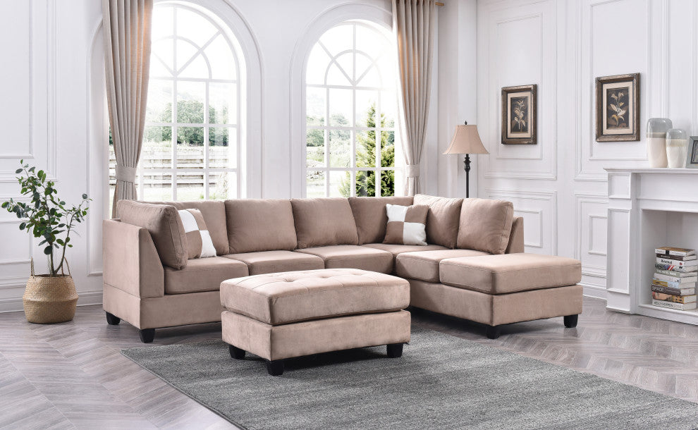 Solana Micro Suede Sectional, Mocha Micro Suede