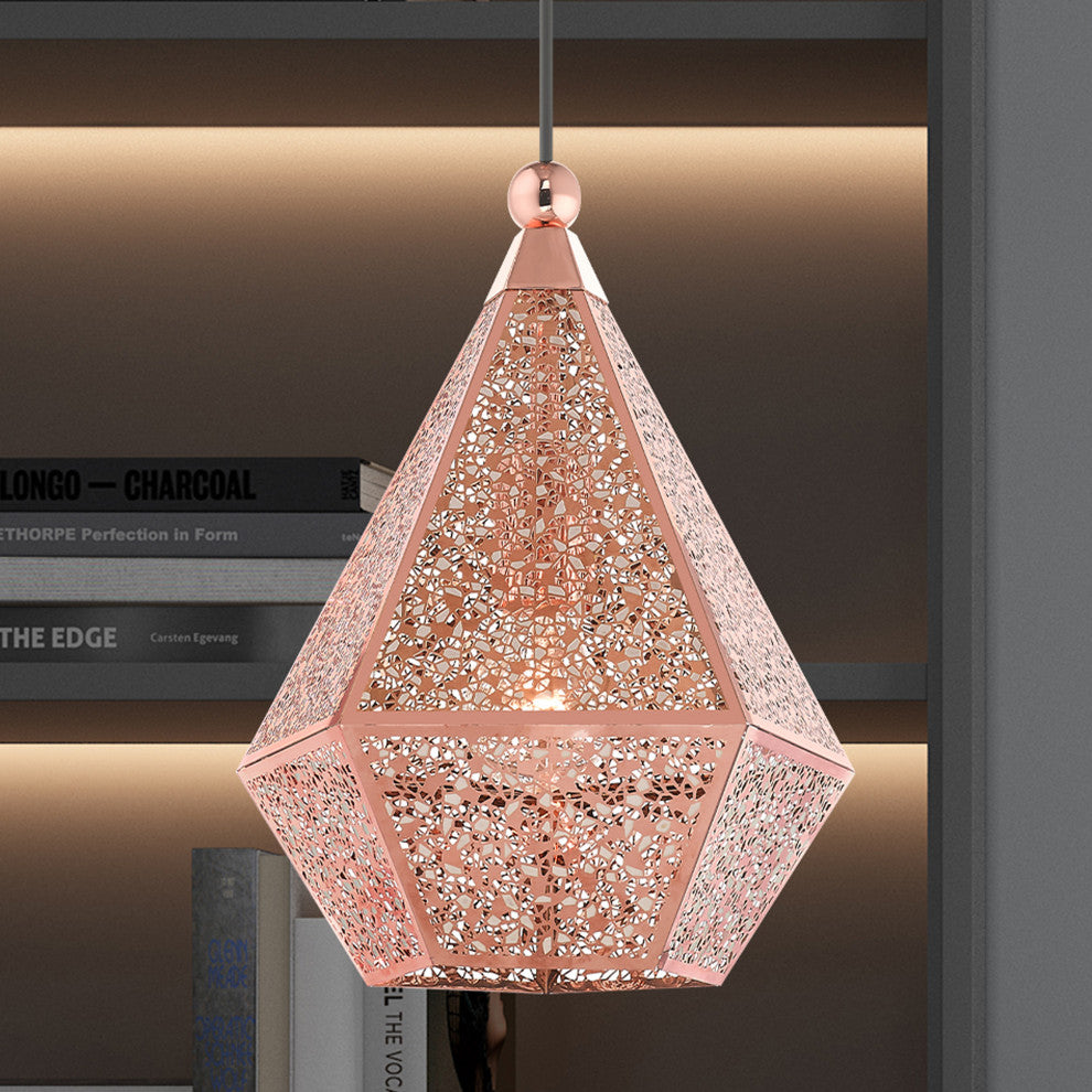 Livex Lighting Aberdeen 1 Light Rose Gold Large Pendant