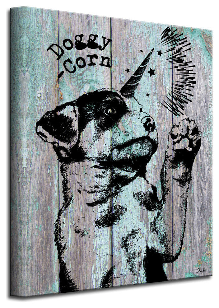 Ready2HangArt 'Doggy-Corn' Wrapped Canvas Animal Wall Art, 40"x30"