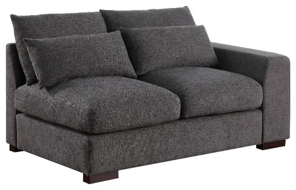 Reversible Modular Sectional Fabric Sofa With Two Ottoman-Dark Gray