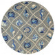 8' Grey Hand Hooked Uv Treated Coastal Sea Life Round Indoor Outdoor Area Rug